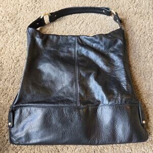 Barneys New York Black Pebbled Leather Satchel Shoulder Bag Purse Y2K Vintage